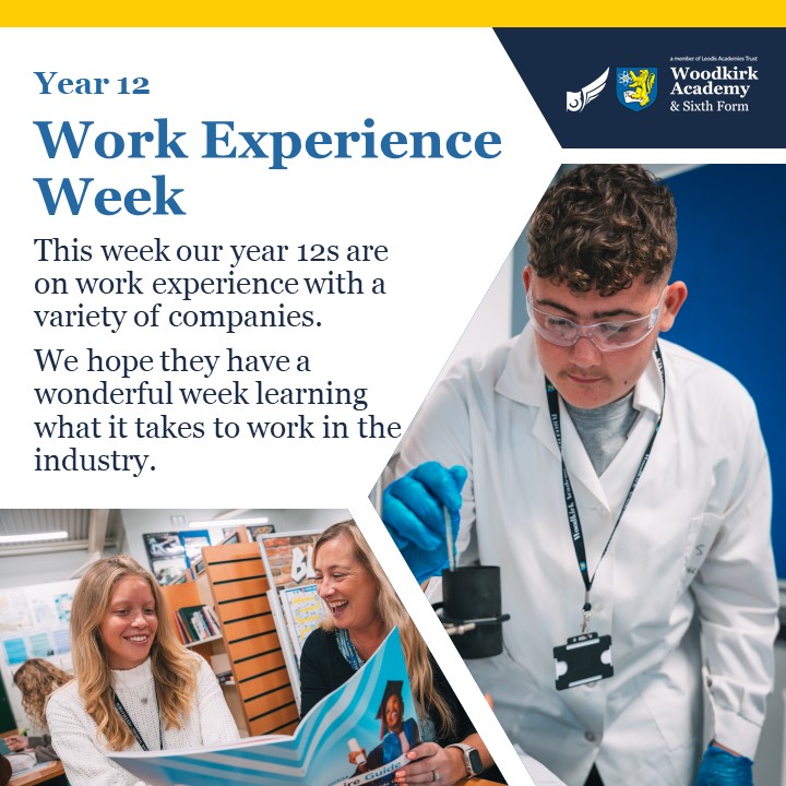 Work Experience Week 🦺🥼👔📖

Good luck to all completing their work experience this week!

#woodkirkacademy #workexperience