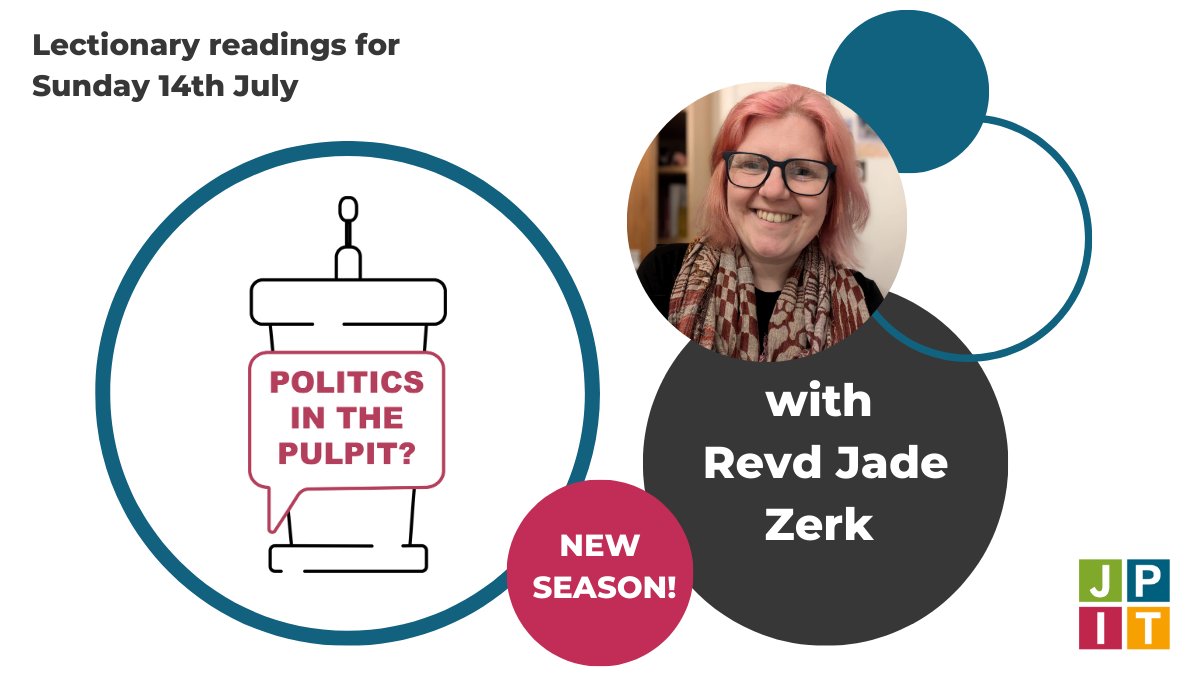 Politics in the Pulpit is back with a NEW SEASON, hosted by <a href="/HelenEPaynter/">Helen Paynter</a> from <a href="/CSBibleViolence/">Centre for the Study of Bible & Violence</a> 

In our first episode, Helen chats to <a href="/Jade_Zerk/">Jade Zerk</a> about themes of hope and justice in Sunday's lectionary readings. Listen on your podcast provider or here: jpit.uk/politicsinthep…
