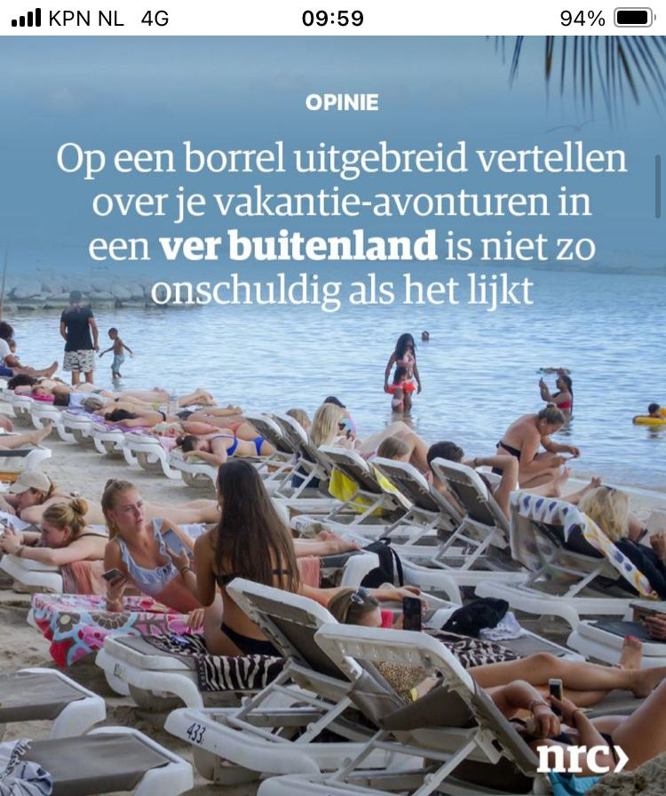mboudry's tweet photo. Daar is de zomer, daar zijn de kankerstukken over vakantie van verwende post-materiële westerlingen die vier decennia van goedkope reizen achter de rug hebben: #neokolonialisme #ongelijkheid #vervuiling #witheid #klimaat Geniet ervan! (van de vakantie, niet het opiniestuk). https://t.co/UTOJiWeCBv