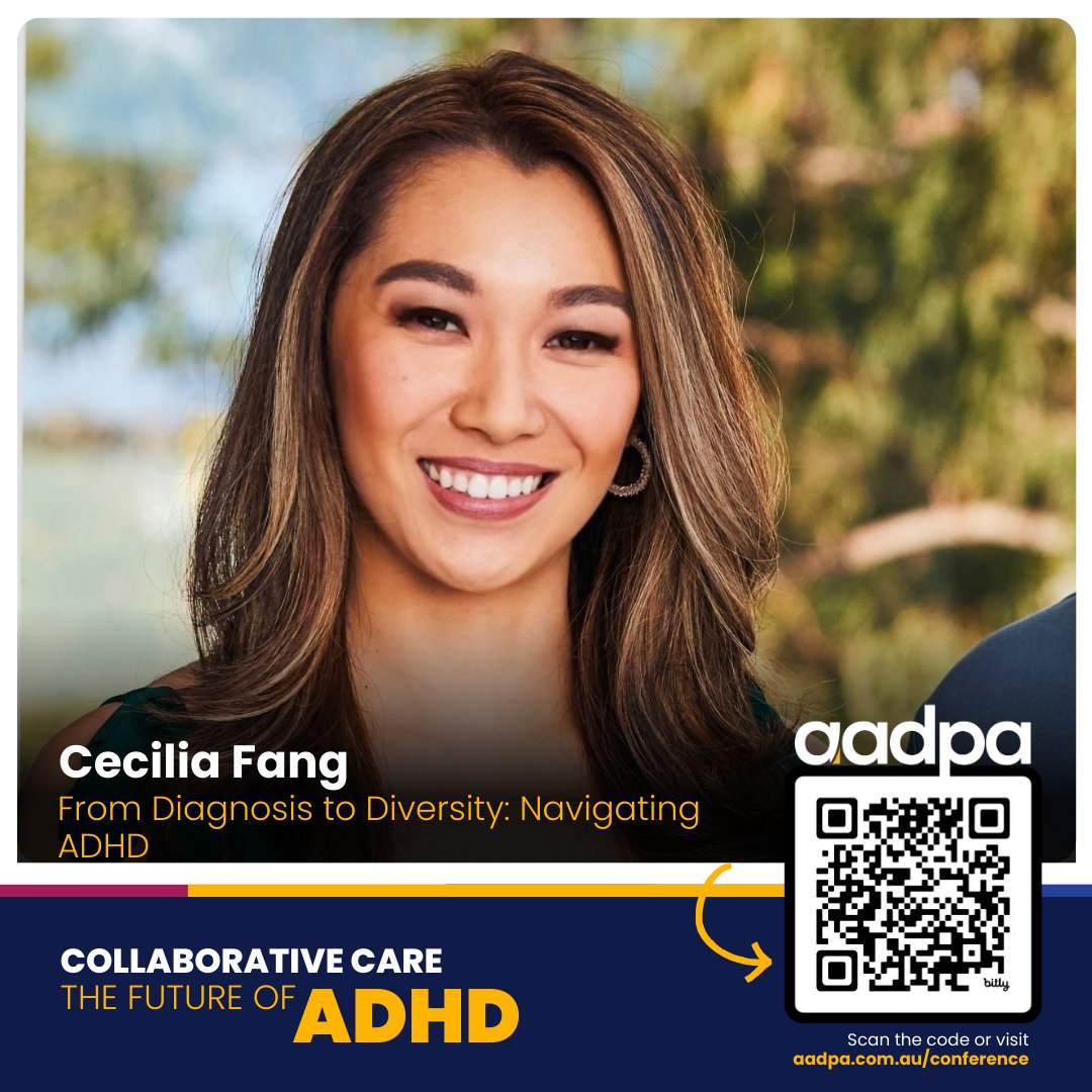 Introducing our special guest speaker:
Cecilia Fang is a Modern Work Specialist at Microsoft - From Diagnosis to Diversity, Navigating ADHD
Register now:
aadpa.com.au/2024-annual-ad…
#aadpacon24
#aadpaadhd24
#adhd2024
#CollaborativeCare