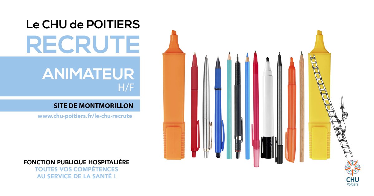 CHU_de_Poitiers's tweet image. 💼 #Recrutement | Le CHU de Poitiers recrute un #animateur, site de #Montmorillon (H/F)
ℹ️ CDD à temps partiel
➡️ Voir l'offre : carrieres.candidatus.com/annonce-emploi…
➡️ Toutes nos offres d'emploi : chu-poitiers.fr/le-chu-recrute/