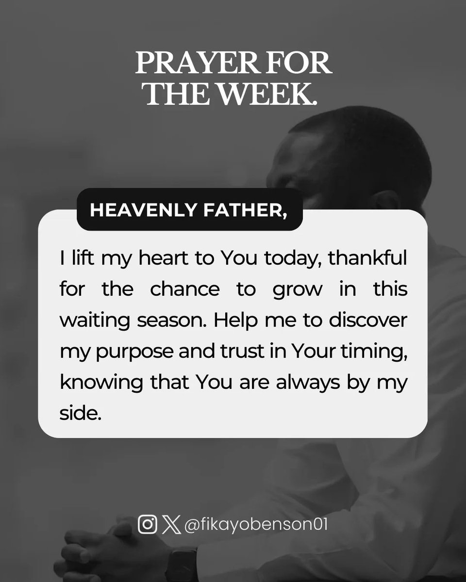 fikayobenson01's tweet photo. Today, I choose to trust in God's timing and embrace the beauty of my unique journey. Thankful for this #waitingseason, I lift my heart to Him with unwavering hope and faith, knowing that He is guiding me toward my purpose.
#GratitudeInTheJourney #TrustingGodsTiming #AffirmationsOfWorth #HopeInEverySeason