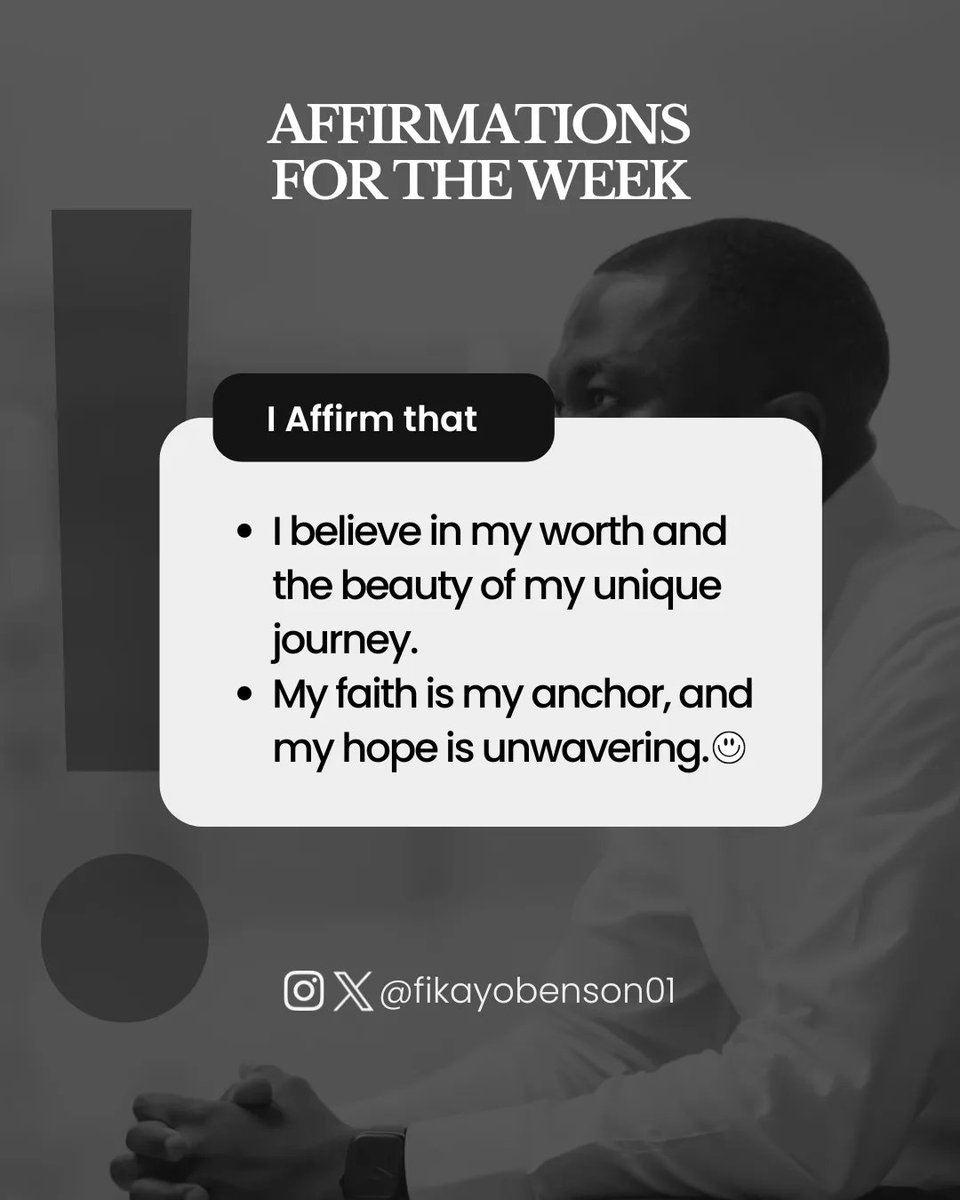 fikayobenson01's tweet photo. Today, I choose to trust in God's timing and embrace the beauty of my unique journey. Thankful for this #waitingseason, I lift my heart to Him with unwavering hope and faith, knowing that He is guiding me toward my purpose.
#GratitudeInTheJourney #TrustingGodsTiming #AffirmationsOfWorth #HopeInEverySeason