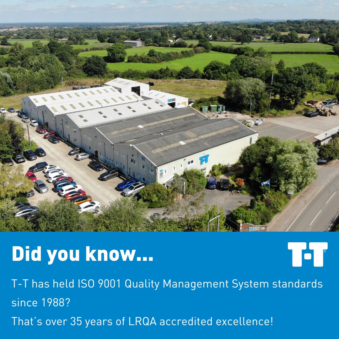 T-T is proud to have held ISO 9001 and ISO 14001 Quality and Environmental Management System standards since 1988 📅

These LRQA systems are at the heart of how T-T operate and ensure quality in everything we do.

Find out more 👉 ttpumps.com/quality-assura…

#QualityManagementSystem