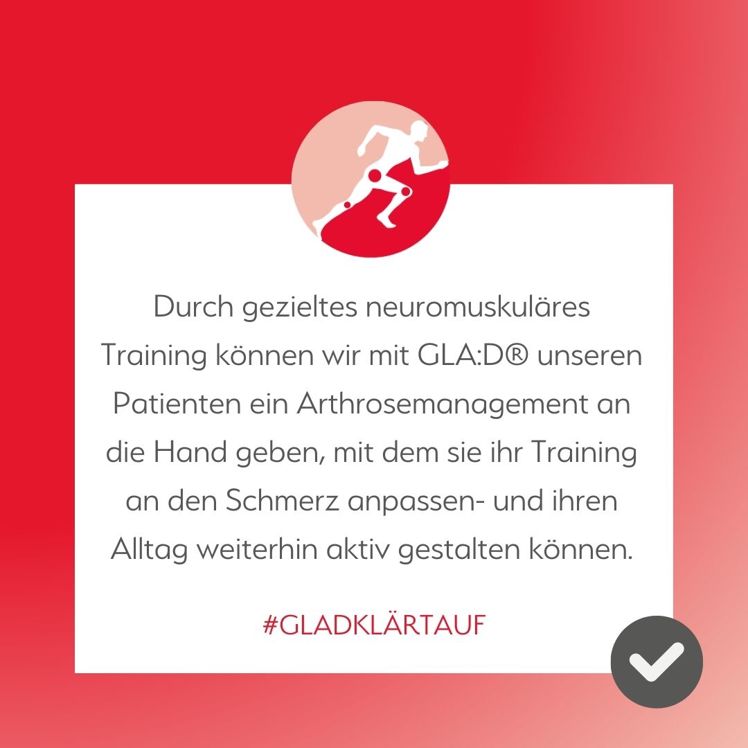 Viele Irrtümer kursieren rund um #Arthrose. Wir klären auf!
Mythos #1: Training führt zu mehr Verschleiß.❌ Gut trainierte Muskeln unterstützen die Gelenke, verbessern Muskelkraft, Gangsicherheit &amp; lindern Schmerzen. Immer dem Schmerzniveau anpassen. 💪
#glad #physiotherapy #pain