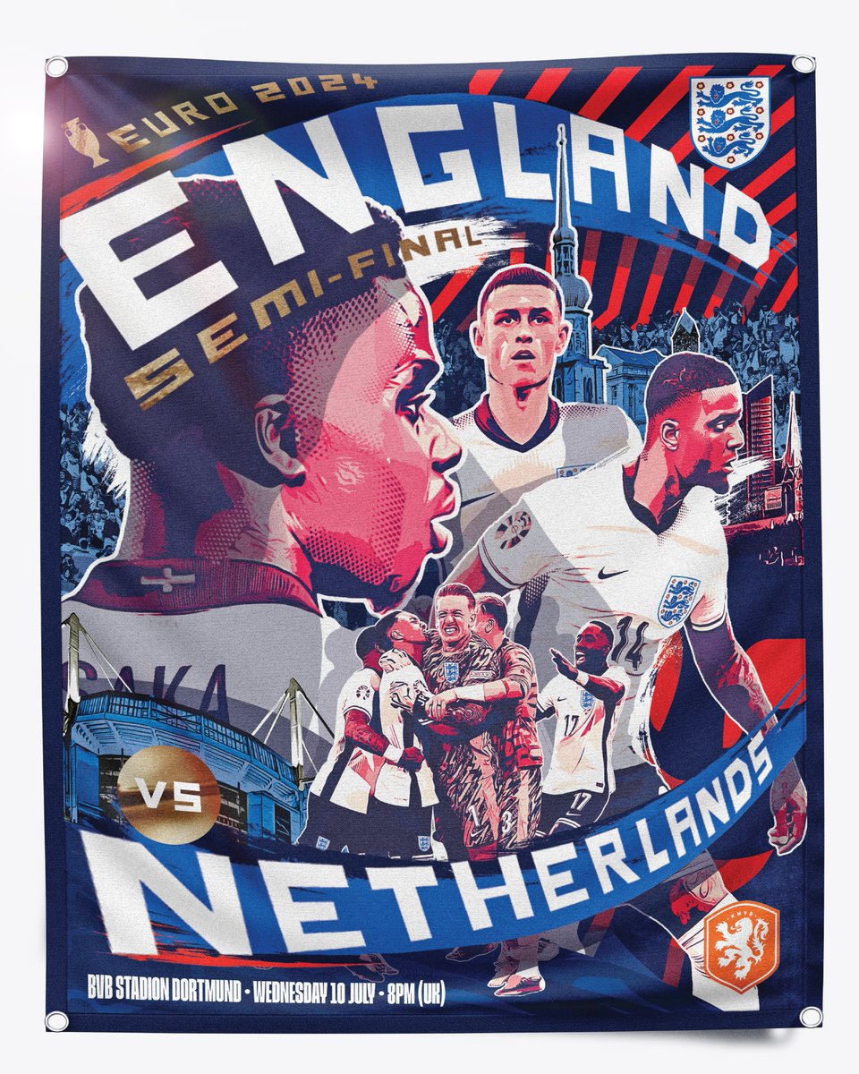 England's tweet photo. MATCHDAY! ✨

🆚 The Netherlands 
🏆 #EURO2024 semi-final
🏟️ BVB Stadion Dortmund
🕗 8pm (UK)
📺 @ITV https://t.co/B0LSZUQyqL