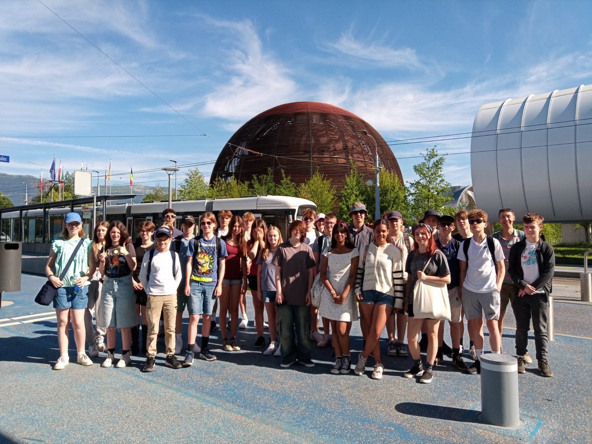 A much sunnier photo of our students in CERN at the Large Hadron Collider! Having a great time in Switzerland!