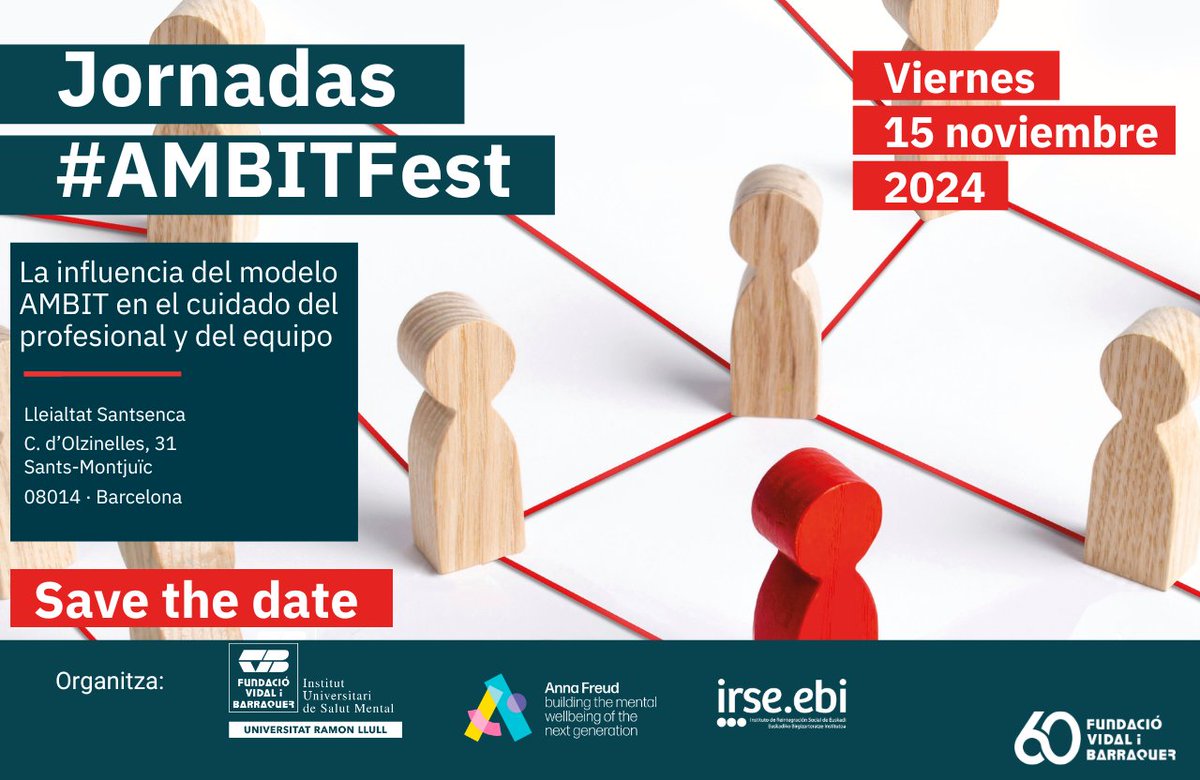 ❗️ SAVE THE DATE ❗️
➡️Participa en la II Jornada "La influencia del modelo AMBIT en el cuidado del profesional y el equipo": un espacio dedicado al intercambio de ideas y experiencias entorno al modelo AMBIT.
ℹ️ MÁS DETALLES PRONTO
🗓️15 de noviembre de 2024
📍 Lleialtat Santsenca
