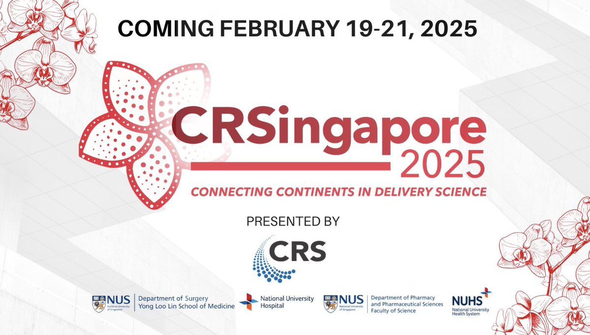 Looking forward to together make #CRSingapore2025 a great success 

<a href="/CRSMalaysia/">CRS Malaysia Local Chapter (MyCRS)</a> @CRSIndian <a href="/CRS_TW_Local/">CRS Taiwan Local Chapter</a> <a href="/KoreaCRS/">CRS Korea Chapter</a> <a href="/AustralianCRS/">Drug Delivery Australia</a> <a href="/nz_crs/">NZCRS</a>

<a href="/NUSingapore/">NUS</a> <a href="/NUSMedicine/">Yong Loo Lin School of Medicine</a> <a href="/nuspharmacydept/">NUS Dept of Pharmacy and Pharmaceutical Sciences</a> <a href="/CRSScience/">Controlled Release Society</a>