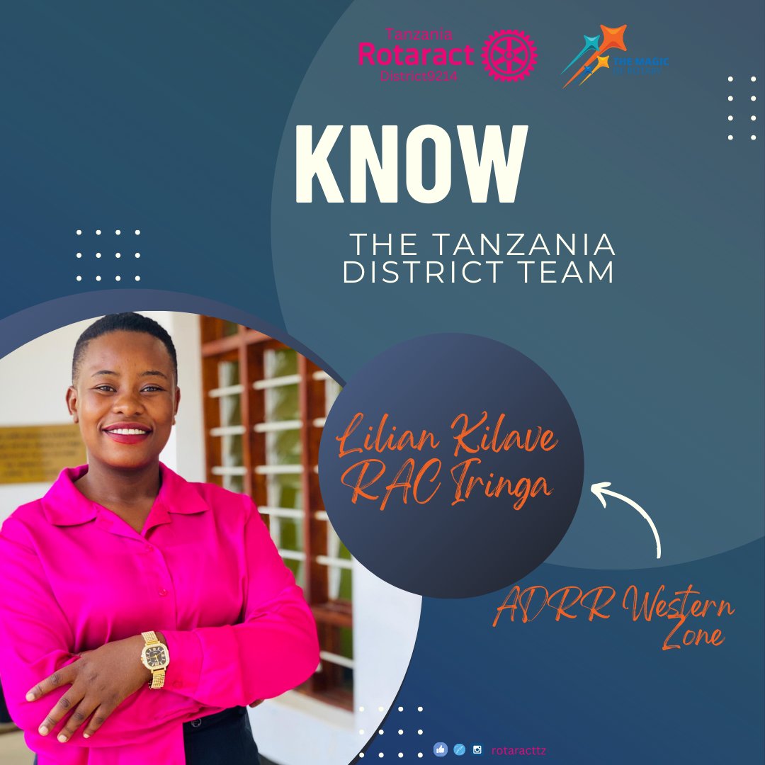 rottanzania's tweet photo. Thrilled to introduce @LilianKilave, our ADRR for the Western Zone! 🎉 Representing RAC Iringa, she brings passion and dedication to our team. Welcome, Lilian! 🌟 #RotaractTanzania #Leadership #TeamIntroduction https://t.co/qG6Ykr8ETq