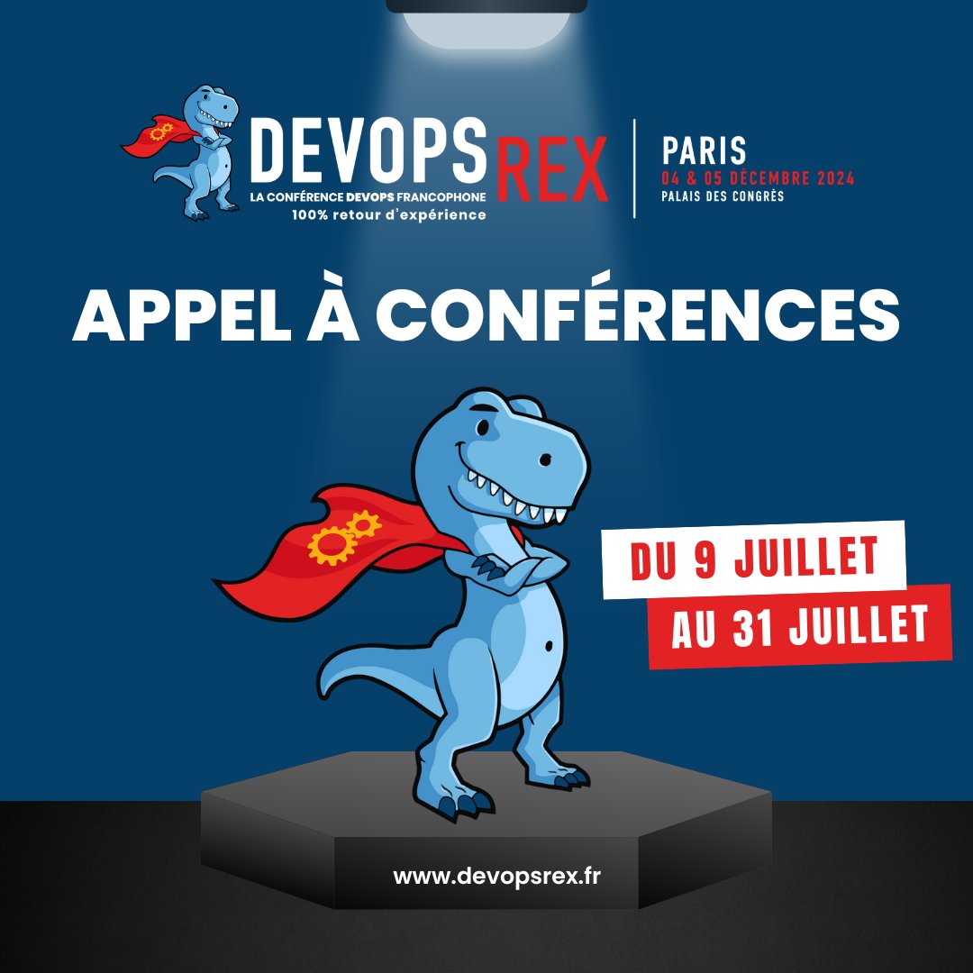 devopsREX's tweet photo. 🚀 L'appel à conférences de DEVOPS REX est ouvert ! Vous avez jusqu'au 31 juillet 2024 pour proposer votre conférence : https://t.co/yBiouxS1BN On compte sur vous ! 🙂

#devops #devsecops #paris #conference #devopsrex https://t.co/YKnnWEAGae