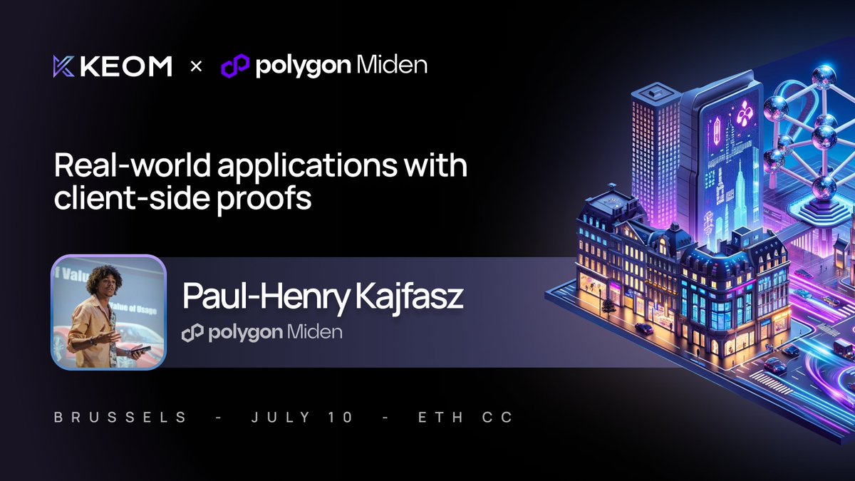 🪁 We are excited to announce that Paul-Henry Kajfasz <a href="/phklive/">Paul-Henry @ Miden</a>, Senior Protocol Engineer <a href="/0xPolygon/">Polygon</a> Miden, will be Moderating the Fire side chat panel at the exclusive <a href="/EthCC/">EthCC - Ethereum Community Conference</a> rooftop event hosted by Keom and #Polygon Miden.

📌 Topic of discussion:
 Real-world applications with