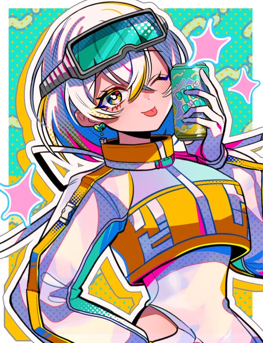 ボカデュオ、お誘いいただいたチームでイラスト担当いたしました! 元気いっぱいエナジードリンクな曲ですイラストもポップキュートです