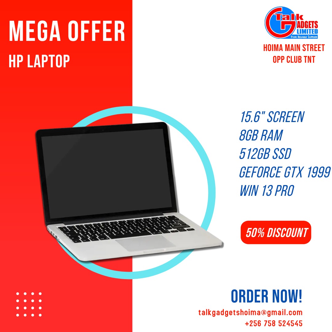 Talkgadgets1's tweet photo. π Exciting offer! Get the powerful HP Laptop with a 15.6" screen, 8GB RAM, 512GB SSD, GeForce GTX 1999, and Win 13 Pro at an unbeatable 50% discount! π Visit us at Talk Gadgets, Hoima Main Street Opp Club TNT. Hurry while stocks last! π»π₯ #TechDeals #TalkGadgets #HPMagic https://t.co/7HFuCK0MzT