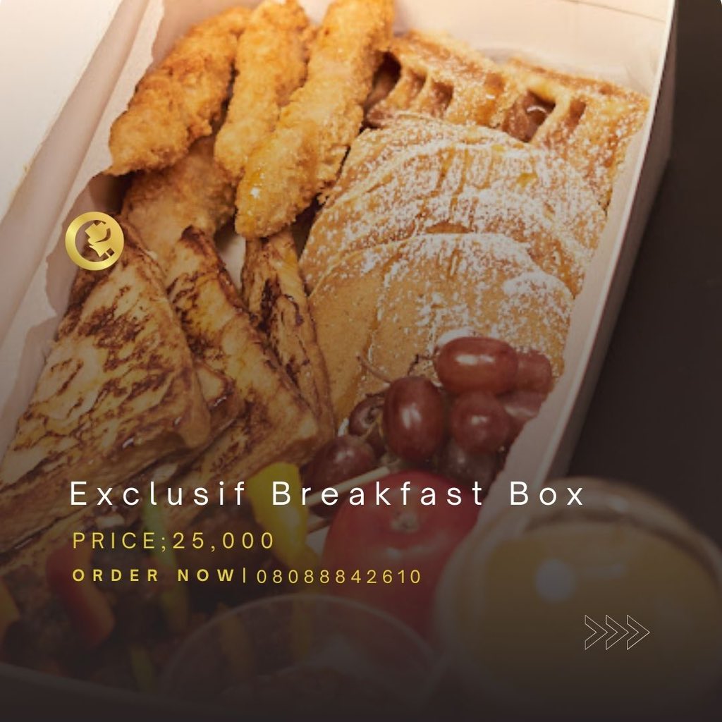 ExclusifAbuja's tweet photo. Start your day right with our delicious Brunch Box at Exclusif Abuja! 
Available every Tuesday to Sunday. 
Visit us or order to enjoy at home. 
Order Now!
Hurry! 
📍 No.9 Lingu Crescent, Wuse II, Abuja 📞 08088842610
#BrunchGoals #AbujaEats #ExclusifAbuja https://t.co/quivLfGwtb