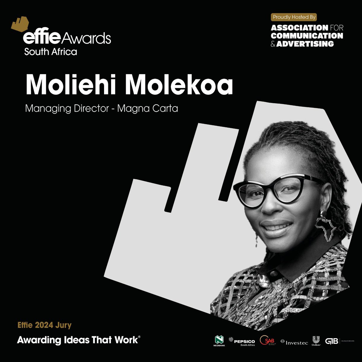 MagnaCarta_RM's tweet photo. Congratulations to our MD, @mojolinks for once again being appointed as a judge of the 2024 @EffieAwardsSA.
#OneThePulse #EffieAwardsSA #Effectivness #MeetTheJudges #Jury https://t.co/ZJsPgahXSM