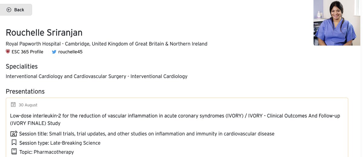 Delighted to be presenting at the ESC LATE BREAKERS this year. Looking forward to sharing the results of the low-dose interleukin-2 for the reduction of vascular inflammation in acute coronary syndromes (IVORY) trial at the #esccongress. This 1383 visit trial was the result of a
