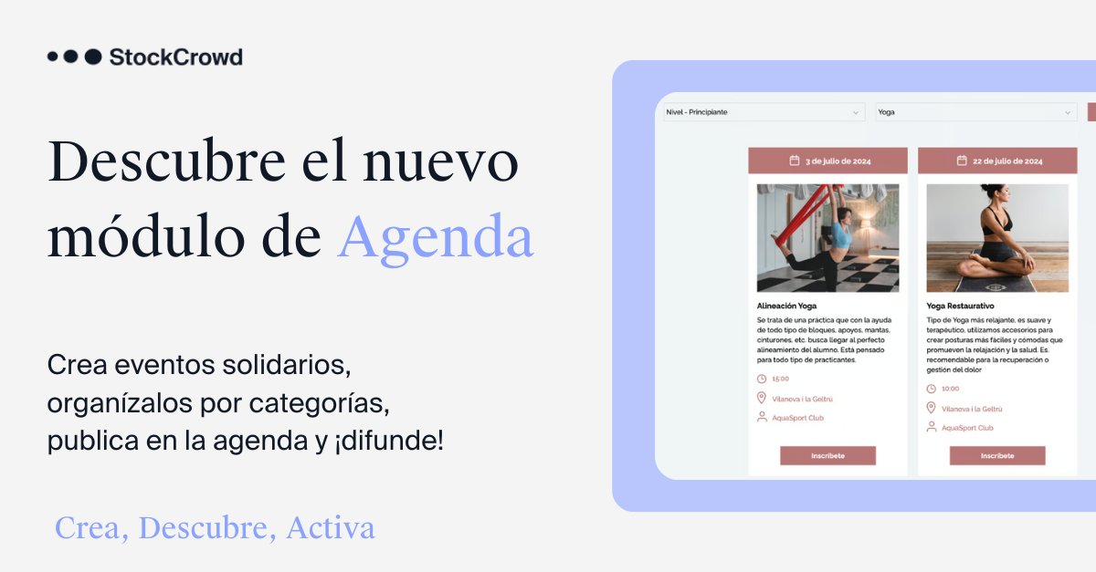 🌟 ¡La espera ha terminado! 🌟 Presentamos el nuevo módulo de "Agenda" para que puedas crear eventos, gestionar inscripciones y organizarlo todo con categorías y subcategorías. ¡No te lo pierdas!

Empieza ya👉🏽goo.su/M172

 #fundraising #Innovación #Eventos #StockCrowd