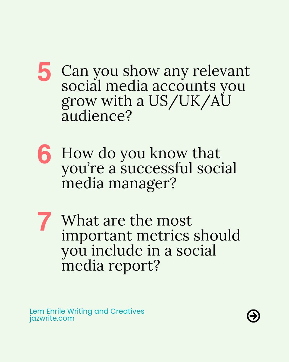 LemEnrile's tweet photo. Common Interview Questions for Social Media Managers

❓ How did your first interview as an SMM go?

#SMMinterview #interviewquestions #socialmedia #socialmediamarketing #socialmediamanagement #socialmediacontentcreator #freelancewriter #jazwrite https://t.co/4IcTf0JW34