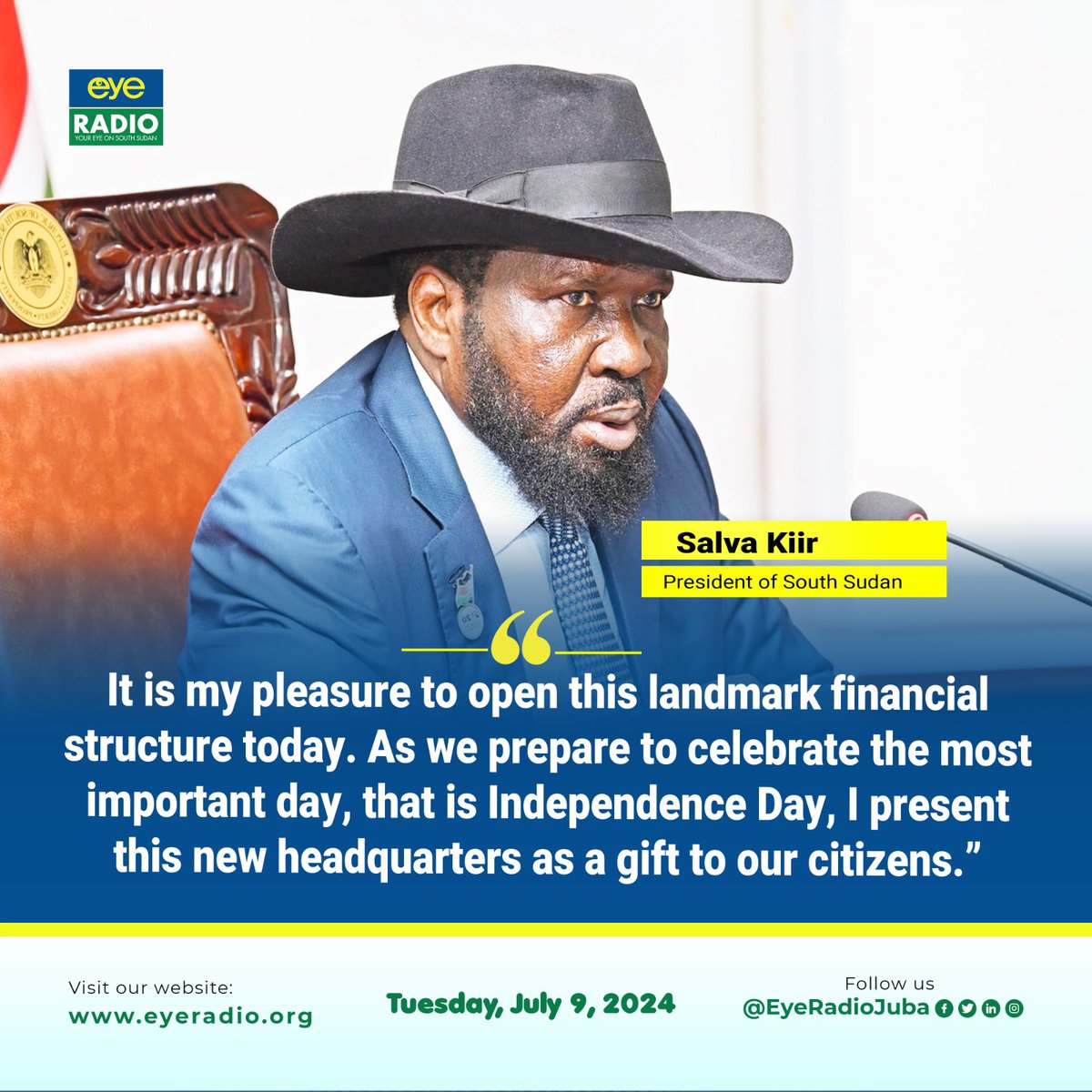 EyeRadioJuba's tweet image. President Salva Kiir on the new Bank of South Sudan building - #SouthSudan #SSD #SSOX