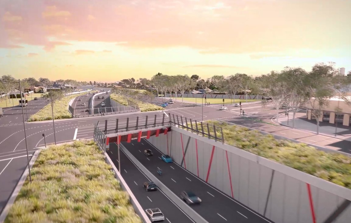 T2DProject's tweet photo. Remember when South Road didn’t pass under Anzac Highway? The Gallipoli Underpass was officially opened in March 2009 and is a landmark project that removes north-south traffic from the Anzac Highway-South Road intersection and acknowledges ANZAC history and traditions. https://t.co/B4mBNd9d07