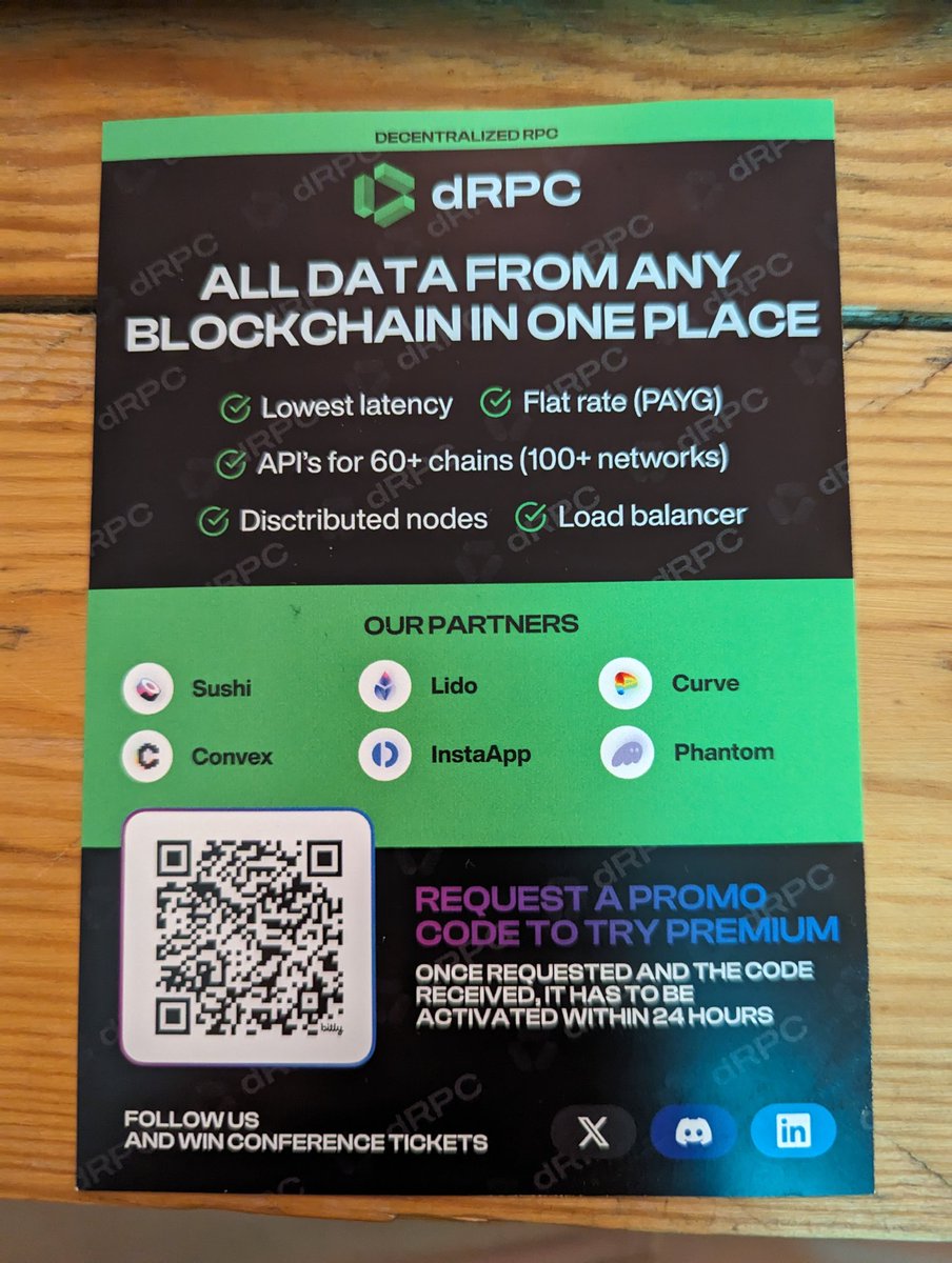 dRPCorg's tweet image. Your RPC supllier makes you ☹️ or 😤.? Reach out, bump into us, or scan the QR for a promo code and be 🌞 dRPC gives you (crypto) 🪽🪽🪽🪽
#ethcc #rpc #blockchainAPI #DePIN