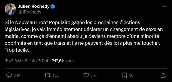 AssociationEST's tweet photo. Bien qu'ayant appelé à voter NFP, l'Espace Santé Trans demeure une organisation apartisane, qui se fera un plaisir d'accompagner Mme Rochedy, ainsi que toute personne trans, détrans, ou en questionnement, dans ses démarches administratives ou médicales, ainsi que socialement. https://t.co/EChBWr580K