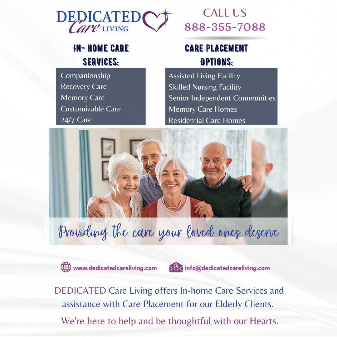 CareDedicated's tweet photo. Dedicated Care Living is deeply committed to providing a loving and nurturing environment for your loved ones. 

Visit our website https://t.co/KCP3j35SXa https://t.co/U2kDnbWAtE
