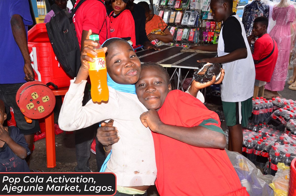Ghadco_ng's tweet photo. Pop Cola Activation at Ajegunle Market was a hit! Amazing vibes with beautiful people in this vibrant city. 

#chiamodmarketer 
#ghadco_ng
#mamudabeverages 
#PopCola 
#Ajegunle 
#MarketMagic
#popcolaworld 
#ajtotheworld
#11THARMYDAY 
#Spain_France 
#الكهرباء https://t.co/7orZ43Ecol