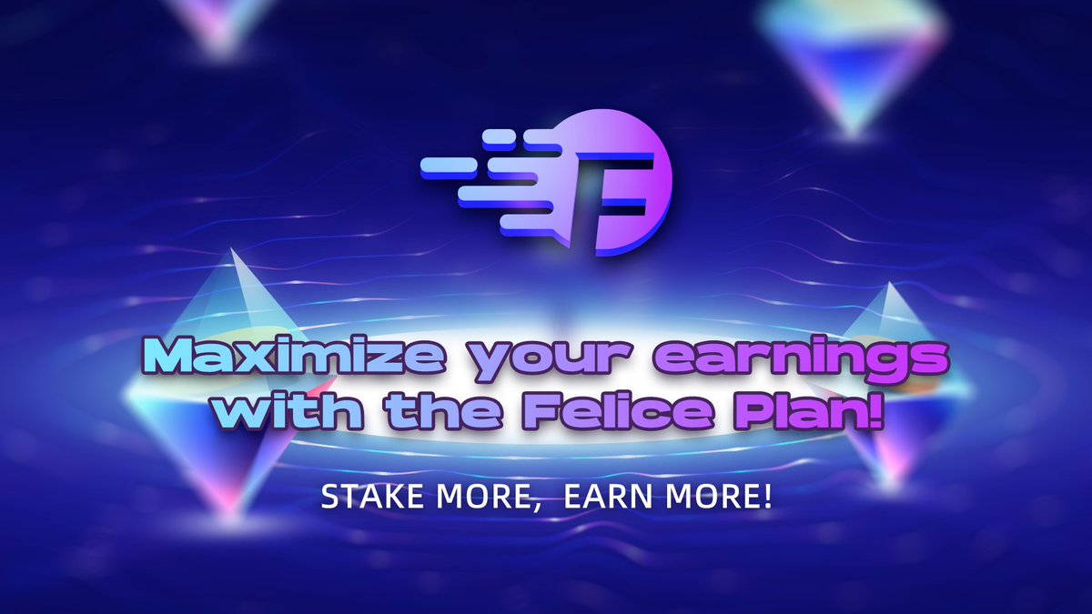FelicePlan's tweet photo. 📈 Maximize your earnings with the Felice Plan!
Stake more, earn more! With each staking round, your rewards increase. Let’s make 2024 the year of financial growth and stability. 🚀
#FelicePlan #CryptoInvesting #Web3 #CoinNexus https://t.co/qVe7vJSoVt
