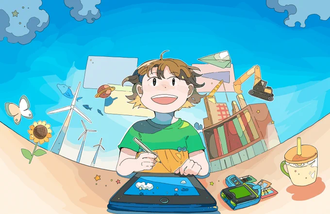 【お仕事】 ベネッセ「こどもちゃれんじ」新じゃんぷ7月の封筒イラストを描かせていただきました! 表情をキラキラさせるのがとても楽しかったです〜!