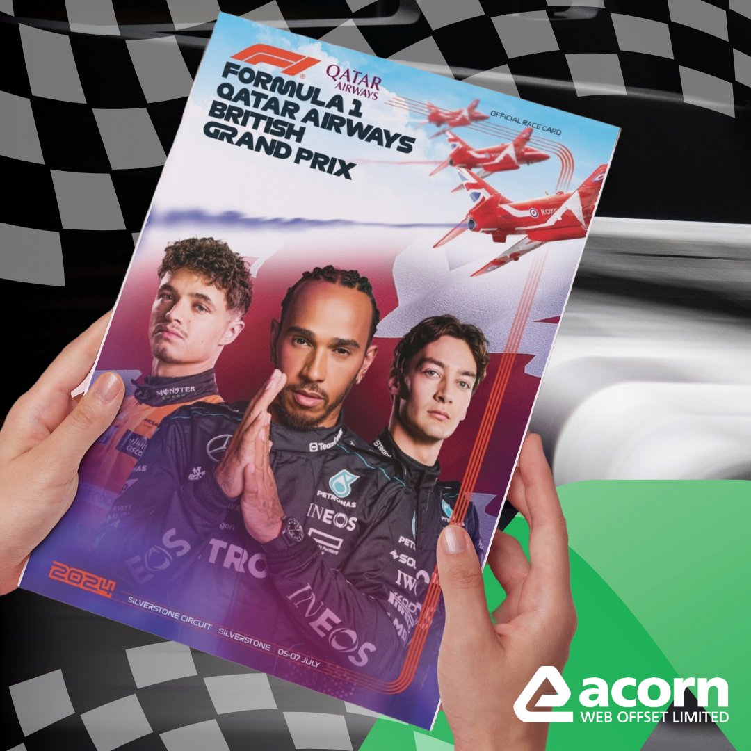 AcornWebOffset's tweet photo. Acorn are proud to have produced the official Formula 1 Programme &amp; Race Card, for the second year running.
@jamie_ringrose  In2 Publishing
Huge congrats to @LewisHamilton for winning his 9th British Grand Prix! 
#print #officialprogramme  #formula1 #BritishGrandPrix https://t.co/yPwRggQCu1