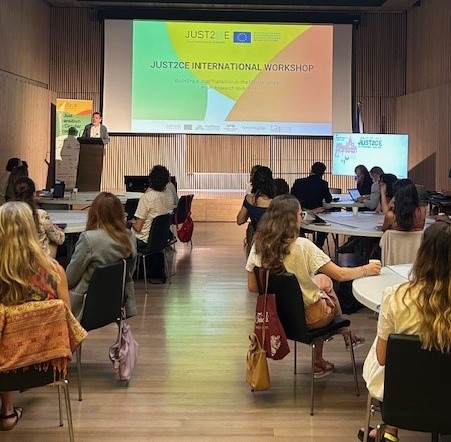 🚀 It's happening! The #JUST2CE International Workshop titled “Boosting a Just Transition in the Mediterranean: From Research to Action” has started! 🌍♻️ Excited for insightful discussions on gender, labor, and global value chains! 💼🌱 #JUST2CE #CircularEconomy