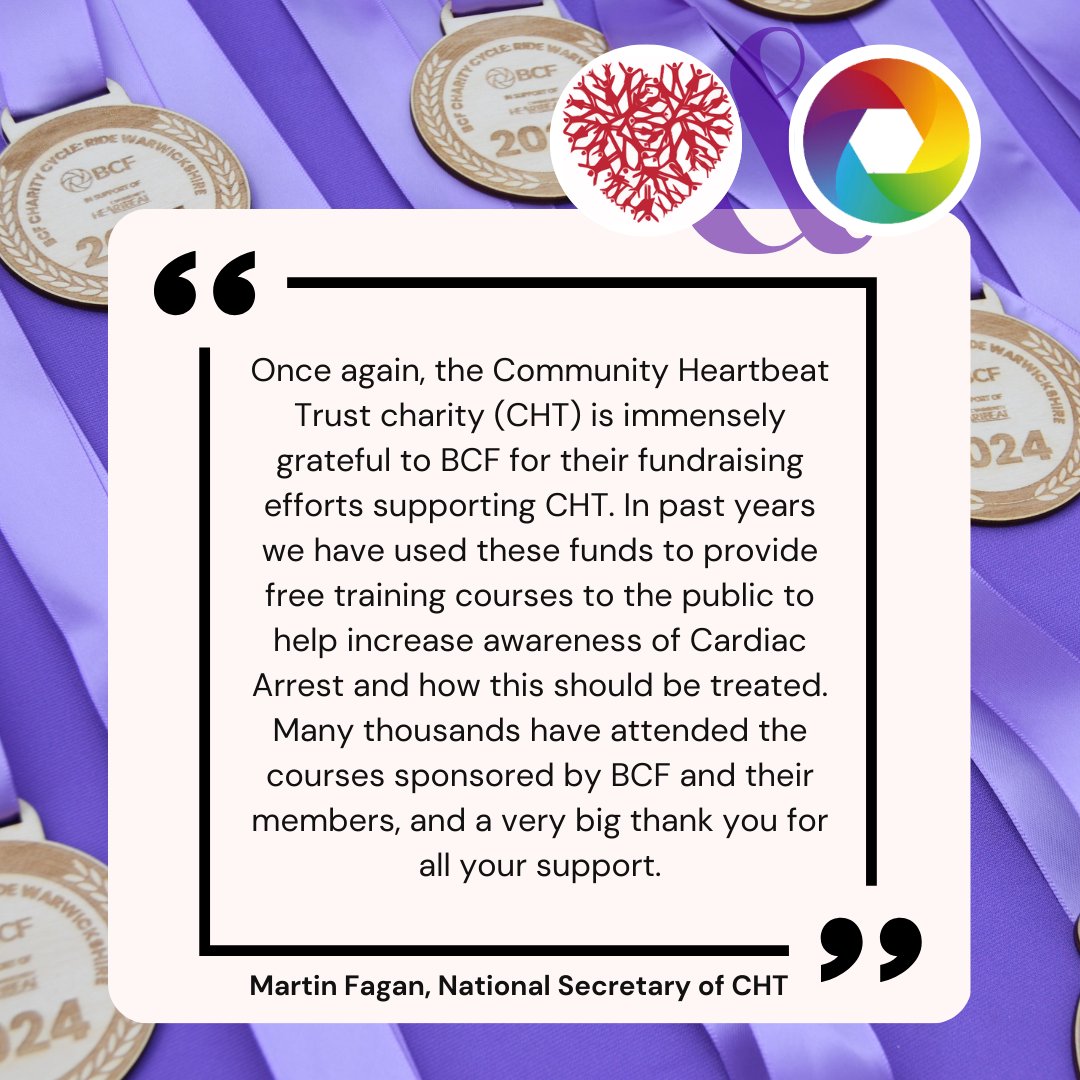 The Community Heartbeat Charity (@comheartbeat) on Twitter photo We'd like to give a HUGE thank you to the <a href="/BCFcoatings/">BCF (British Coatings Federation)</a>, their fantastic sponsors, the 66 incredible riders who took part, and everyone who donated to make this possible!
If you would still like to donate, you can do so here: justgiving.com/page/ridewarwi… We'd like to give a HUGE thank you to the <a href="/BCFcoatings/">BCF (British Coatings Federation)</a>, their fantastic sponsors, the 66 incredible riders who took part, and everyone who donated to make this possible!
If you would still like to donate, you can do so here: justgiving.com/page/ridewarwi…