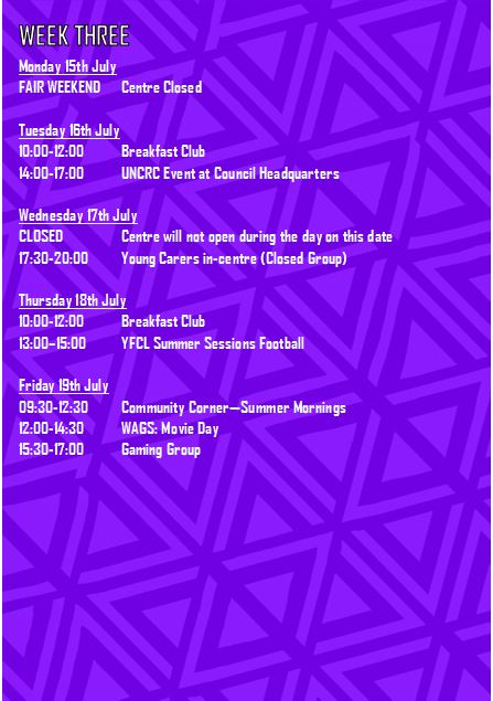 Whitehill UC Summer Programme - Week 3