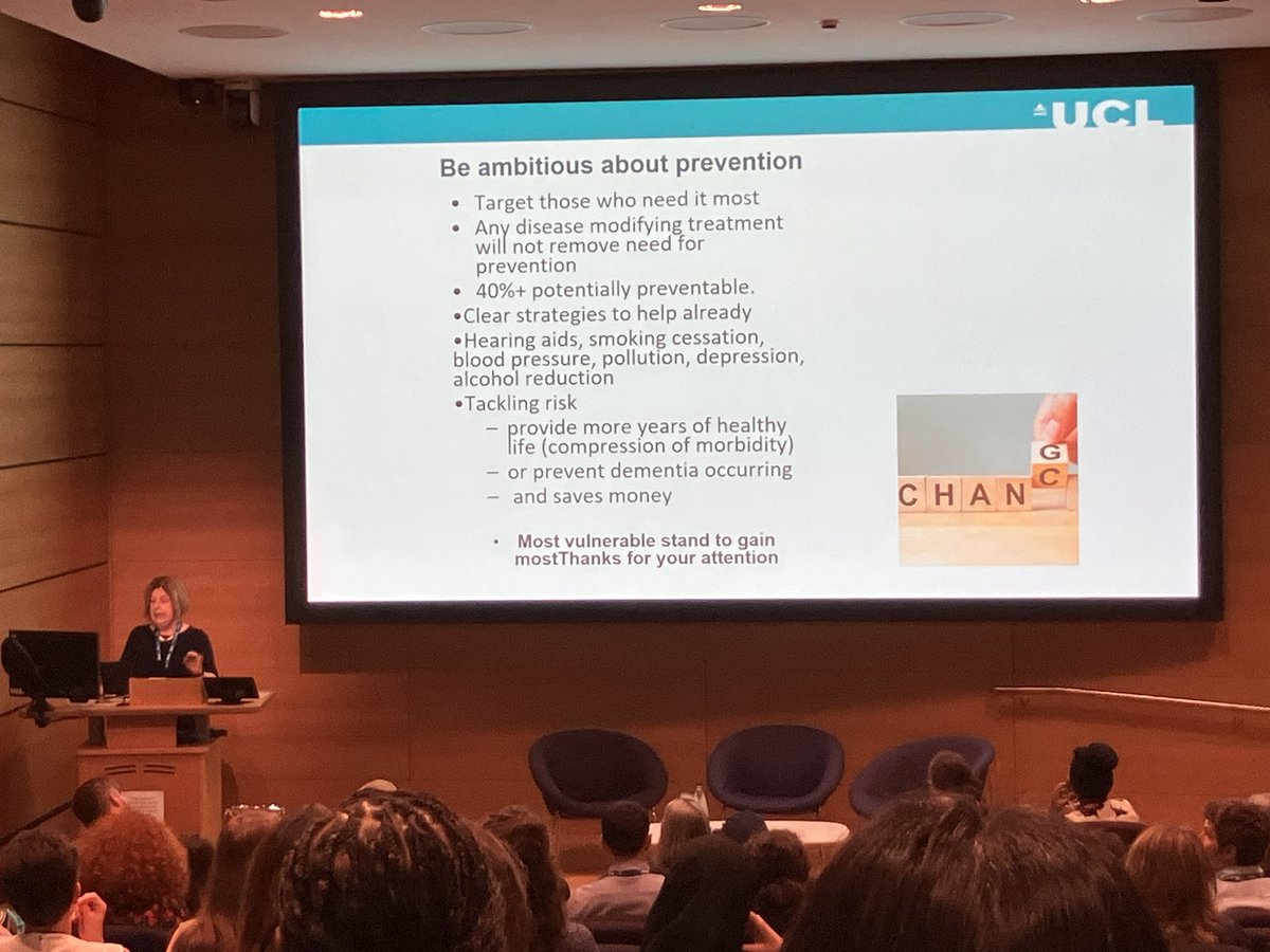 Happening today - currently hearing from <a href="/Gill_Livingston/">Gill Livingston</a> about findings of studies investigating approaches to prevention of  #dementia &amp; how to overcome the methodological limitations of existing trials