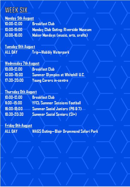 Whitehill UC Summer Programme - Week 6