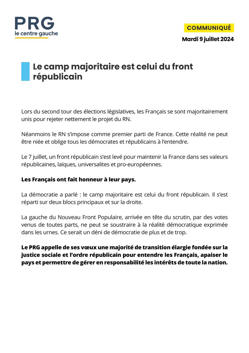 Communiqué | Le camp majoritaire est celui du front républicain

— <a href="/Lacroix_PRG/">Guillaume Lacroix</a>