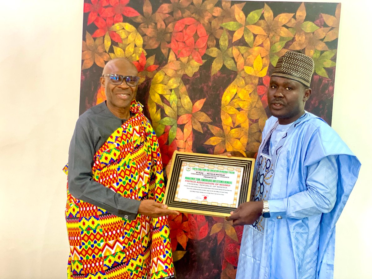 fintechngr's tweet photo. The Youth Coalition for Education in Nigeria (YOCEN) honored Dr. Babatunde Obrimah, COO of fintechngr at a memorable award ceremony. Dr. Babatunde Obrimah was presented with the Certificate of Noble Prize for Excellence as a Vanguard of Societal and Human Emancipation in Nigeria. https://t.co/QslopRCaJw