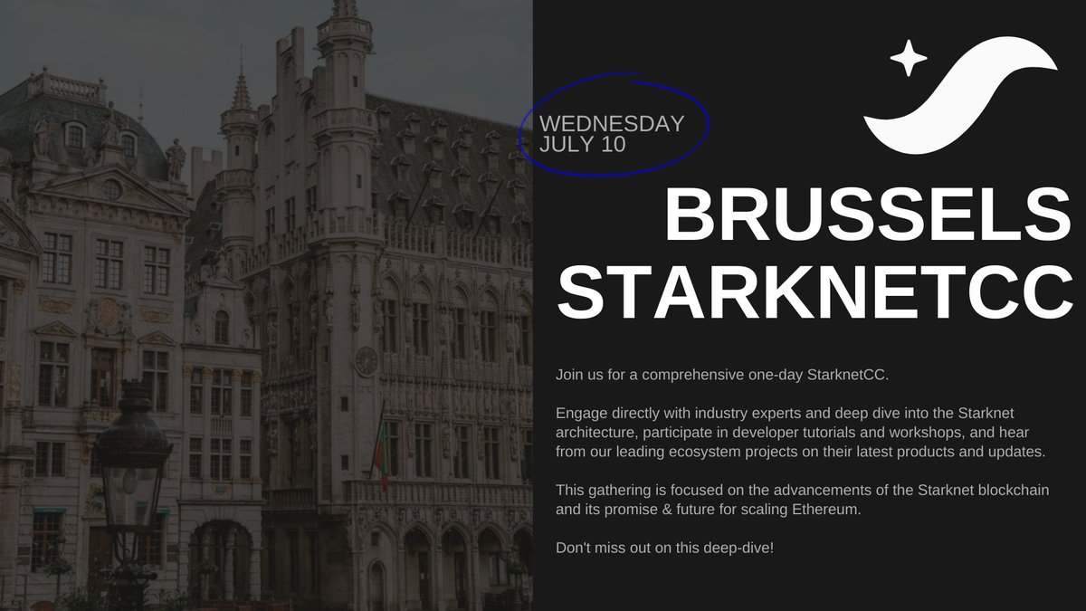 Turpll's tweet photo. Don't miss @Starknet CC in Brussels on July 10!
Read more about the event here:
https://t.co/koUZLfHbUG
#starknet #starknetcc https://t.co/jszxsYCTuq