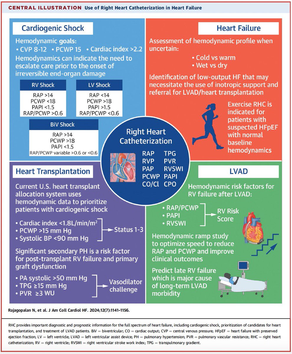 #RHC is essential in #HF management starting from;
🔔 #HF
🔔 #CardiogenicShock
🔔 #LVAD
🔔 #HeartTx 

But‼️
You need to do it correctly 🔝🚨

Here’s everything you need to know about #RHC from this month’s issue of #JACCHF <a href="/JACCJournals/">JACC Journals</a>, a #tweetorial : ⤵️
 
1/n

<a href="/nrajag/">Navin Rajagopalan</a>