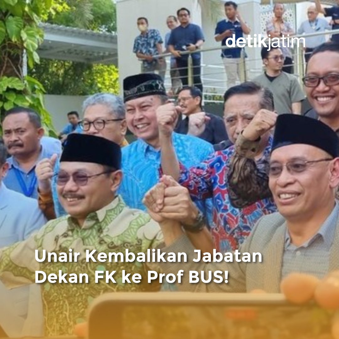 detikjatim_'s tweet image. Unair mengembalikan jabatan Dekan FK Unair kepada Prof Dr dr Budi Santoso SpOG FER. Mulai besok, Prof BUS bisa kembali ngantor sebagai Dekan.

Polemik ini berakhir happy ending ya detikers. Selamat Prof BUS!🔥

&amp;gt;&amp;gt; dtk.id/NCo1nr

#detikjatim #profBUS #Unair