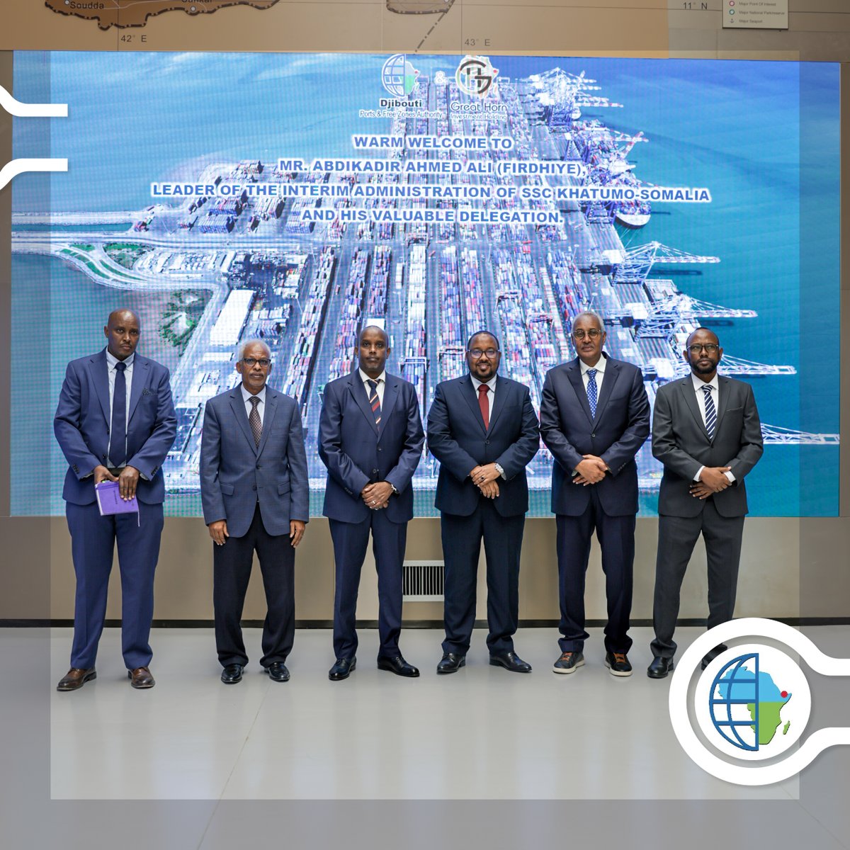 dpfza's tweet photo. The chairman had the honor of welcoming at Red Sea World a distinguished delegation, led by Mr. Abdikadir Ahmed Ali (Firdhiye), the leader of the interim Administration of SSC Khatumo-Somalia.
The delegation visited The Sociรฉtรฉ de Gestion du Terminal ร conteneurs de Doraleh (SGTD) and had the opportunity to witness firsthand the ports cutting-edge infrastructure.
This visit was aimed at providing the delegation with an in-depth understanding of the modern logistics capabilities and the efficiency of Djibouti's port management systems.
Following the comprehensive tour, a meeting was held between Mr. Abdikadir Ahmed Ali and Mr. Aboubaker Omar Hadi.
Their discussions focused on logistics within the region and a project of inland container depot and a logistic center at SSC-Khatumo.
@omar_hadi
@SSCKhaatumo