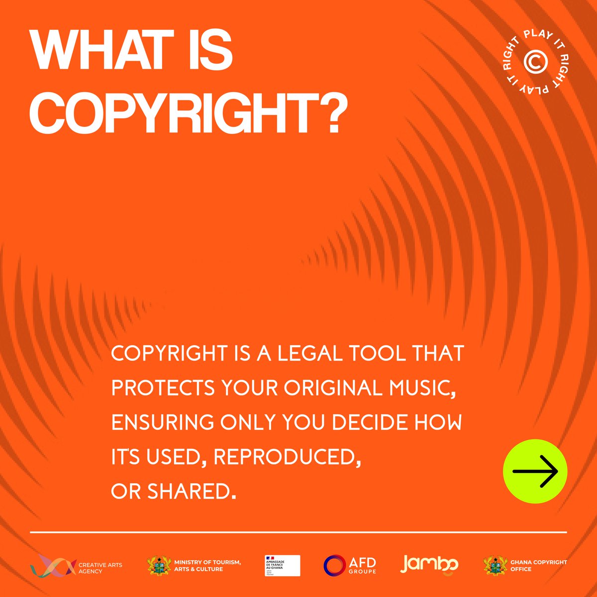 caa_ghana's tweet photo. Copyright isn't just a rule, it's respect for originality. 📚✍️ Let's celebrate and protect the creativity that inspires us every day! 

#CreateResponsibly #CopyrightProtection #PlayItRight #GhanaMusic #CreativeSessions #MusicCopyrights https://t.co/fEoH2dPbux