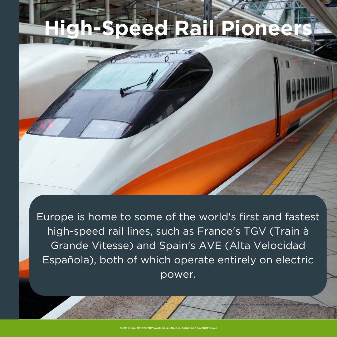 Europe's High-Speed Rail: A Model for Sustainability! 

Europe boasts some of the fastest high-speed rail lines, like France's TGV and Spain's AVE, both running entirely on electric power. 
Join the conversation on how we can further advance sustainable transportation!
