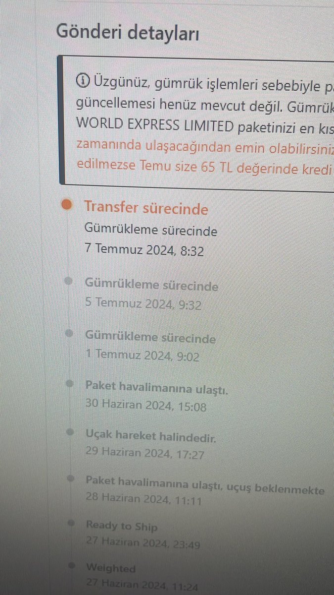 Yav ne olmuş Temudan 17 parça ürün aldıysam gümrükçü ağabey
