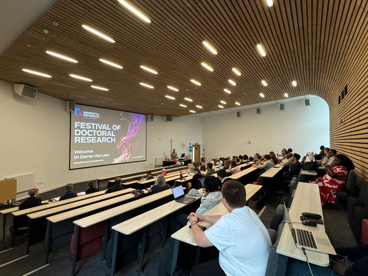 DocCollegeUoP's tweet photo. Our 2024 Festival of Doctoral Research is underway - in-person and online!

Really pleased to see so many of you! Can’t wait to hear about your research and to see who wins the competitions!

#UoPDocFest #PortsmouthUni https://t.co/kLmRzT5dow