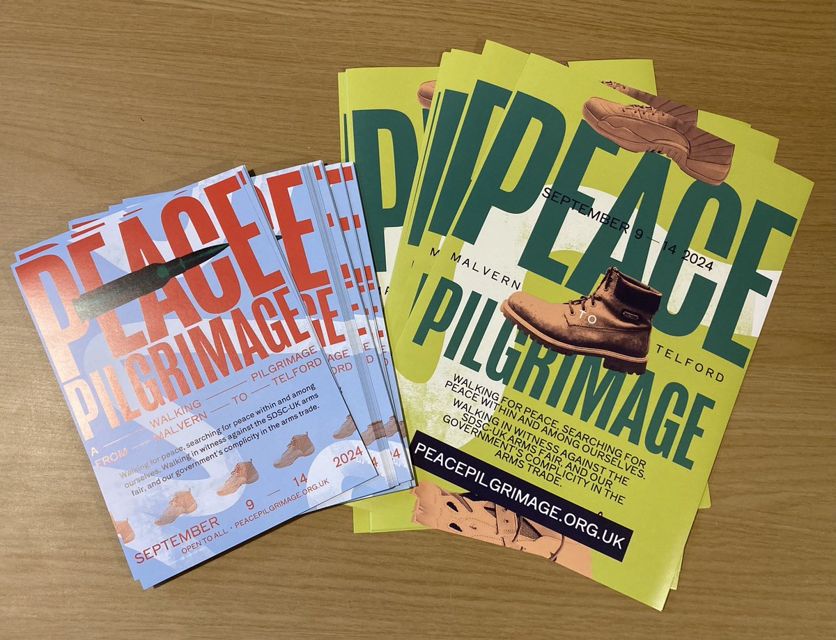 Posters and leaflets are available to advertise the Malvern to Telford #Peace #Pilgrimage 9-14 Sept. 

Please DM to order some. 

More info at:
peacepilgrimage.org.uk/malvern-to-tel…