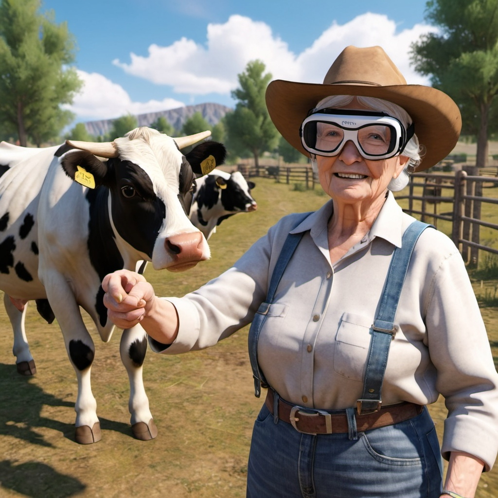 VrGrandmaToken's tweet photo. 🐄👵   VR Grandma's Cattle Ranch! Join VR Grandma on her VR cattle ranch, wrangling   digital cows and lassoing in the fun! 🤠🐄🌾 Experience   the adventure and get ready for VRGMA launching on 05/08/2024 at 7 PM UTC on   https://t.co/H3s2u6QbXw! 🚀 #VRGrandmaRanch #Crypto https://t.co/TlutbNLdxu