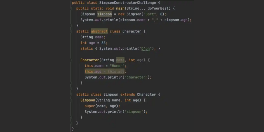 RafaDelNero's tweet image. Knowing how constructors work in Java will help you to design a code structure that is flexible and maintainable. Take on the 'Simpson Inheritance Constructor' #JavaChallenge! 🍩
🔗 bit.ly/44L6ZCQ
#JavaInheritance #SoftwareDevelopment #Code #JavaKnowledge
